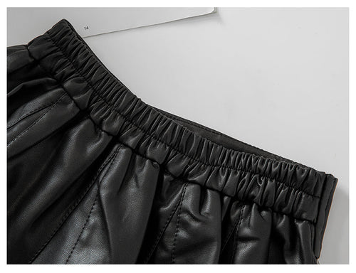 Autumn Winter New Style Children Foreign Style Korean Leather Skirt