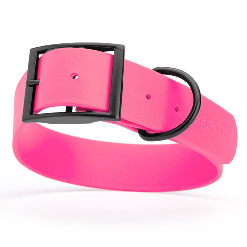 Dogline Biothane Waterproof Dog Collar with Black Hardware -  1.5 Wide, Size L (16 to 20 inches)
