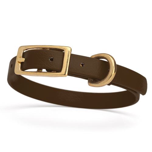 BioThane Waterproof Dog Collar - XS: L 9-12 x W 1/2 - Black OR Brass Hardware