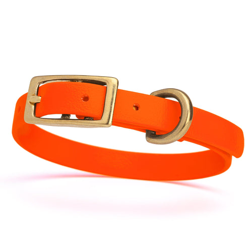 BioThane Waterproof Dog Collar - XS: L 9-12 x W 1/2 - Black OR Brass Hardware