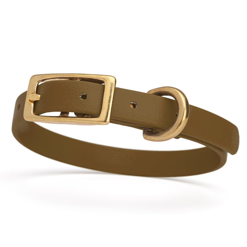 BioThane Waterproof Dog Collar - XS: L 9-12 x W 1/2 - Black OR Brass Hardware