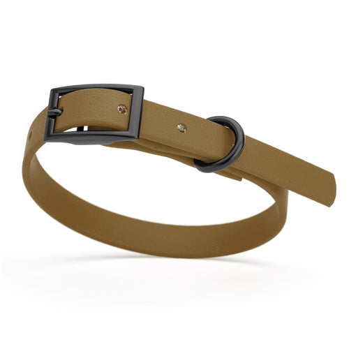 BioThane Waterproof Dog Collar - XS: L 12-15 x W 5/8 - Black OR Brass Hardware