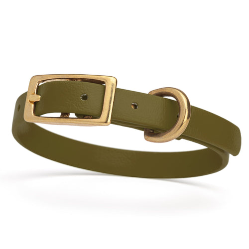 BioThane Waterproof Dog Collar - XS: L 9-12 x W 1/2 - Black OR Brass Hardware
