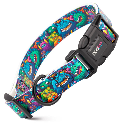 Dogline Biothane Full Color Design Printed Dog Collar with Quick Release Buckle
