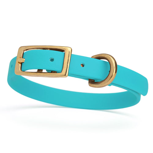 BioThane Waterproof Dog Collar - XS: L 9-12 x W 1/2 - Black OR Brass Hardware