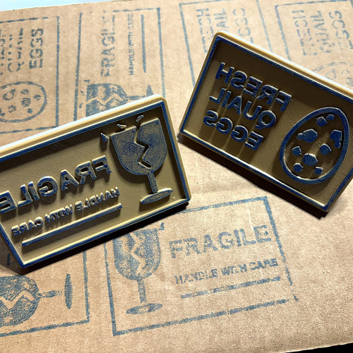 Egg Farm Ink Stamp 2-Pack - FRAGILE and Quail Eggs Stamps for Shipping Boxes and Egg Cartons