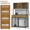 71 Tall Dog Crates Furniture, Indoor Dogs Kennel Furniture with Hutch, 42W Dog Cage Furniture for Large/Medium Dogs, Decorative Sturdy Pet House, Rustic Brown