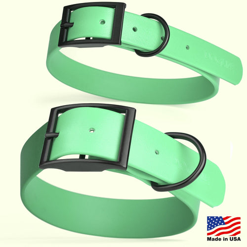 Dogline Biothane Waterproof Dog Collar with Black Hardware -  1.5 Wide, Size L (16 to 20 inches)