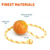 FDT Solid Rubber Dog Ball on Rope, Large - Diameter 2.75 (7 cm)