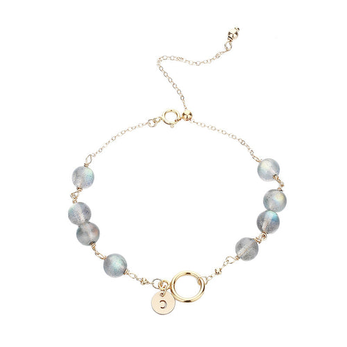 Natural Female Strawberry Gold Crystal Aquamarine Bracelet