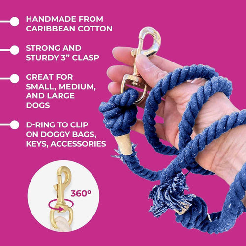 Blue Boho Chic Style Dog Leash - Glow Pups