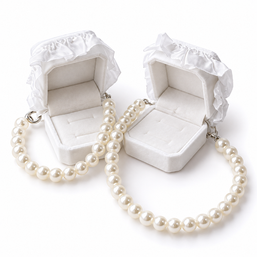 Pet Wedding Ring Bearer Box Pearl Necklace