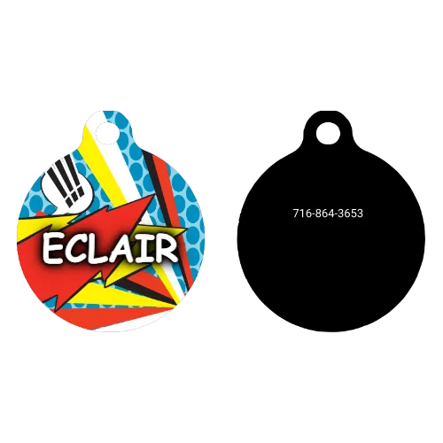 Comic Print HD Dog ID Tag