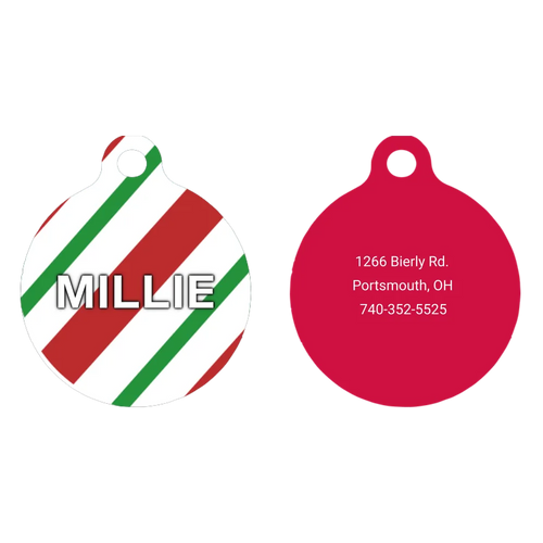 Peppermint Stick HD Dog ID Tag