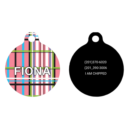 Tartan Plaid Pink HD Dog ID Tag
