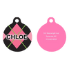 Pink Argyle HD Dog ID Tag