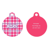 Preppy Plaid Pink HD Dog ID Tag