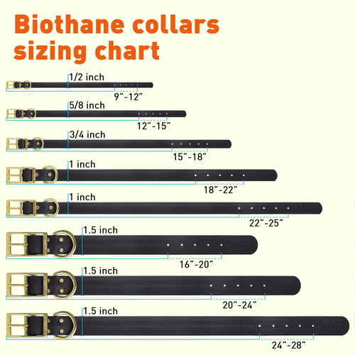 Viper Biothane Waterproof Dog Collar - Brass Hardware - Size L (18 to 22 inches)