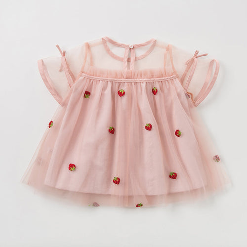 Orange Strawberry Embroidered Dream Gauze Skirt