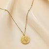 Stainless Steel Round Twelve Constellation Coin Relief Necklace