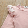 Infant And Toddler Cotton Lace Long-sleeved Harness Lace Long Pants Set