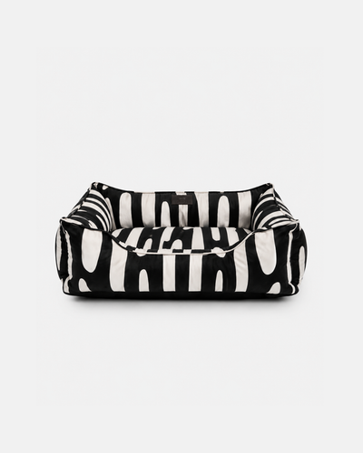 Chester & Lee | Velvet Sleeper Dog Bed Black Abstract