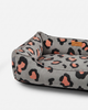 Chester & Lee | Velvet Sleeper Dog Bed Gray & Peach Leopard Print