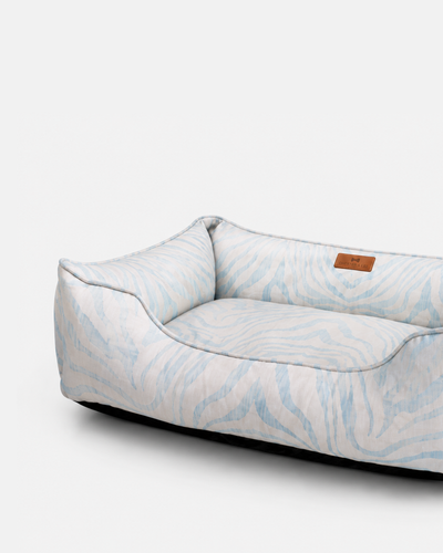 Chester & Lee | Velvet Sleeper Dog Bed Light Blue Zebra