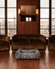 Chester & Lee | Velvet Sleeper Dog Bed Blue & White Animal Print