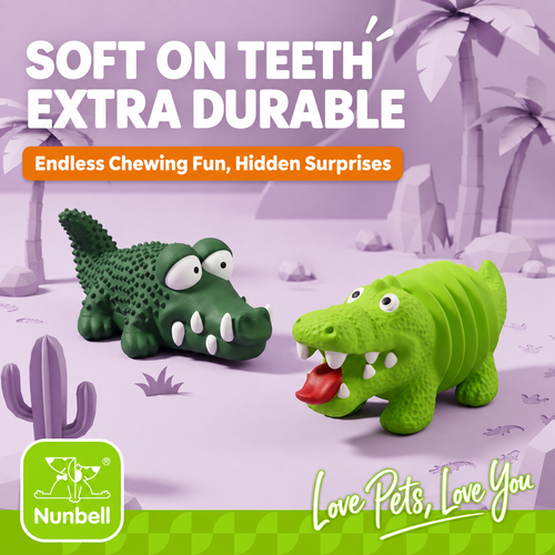 Latex Squeaky Crocodile Pet Toy