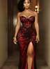 New Sexy lucky green Strapless Corset See-Through Lace Slit Party Maxi Dress