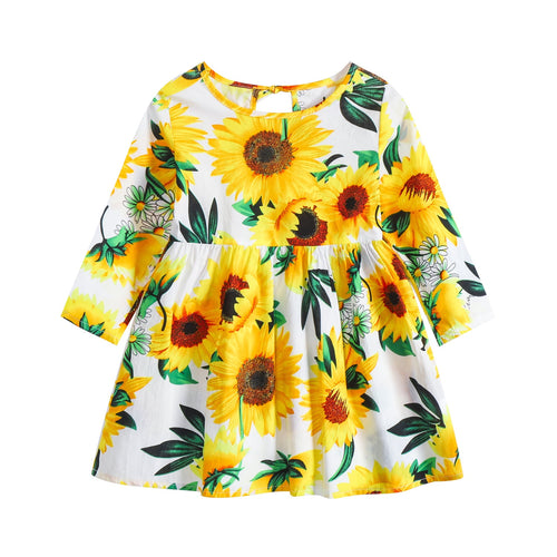 Children's Floral Cotton Long Sleeve Dress