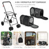 4-in-1 Double Pet Stroller with Detachable Carrier and Travel Carriage