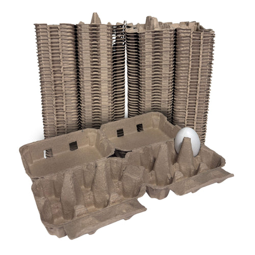 12-Egg Cartons (2x6) - Natural Pulp, Flat Top Blank