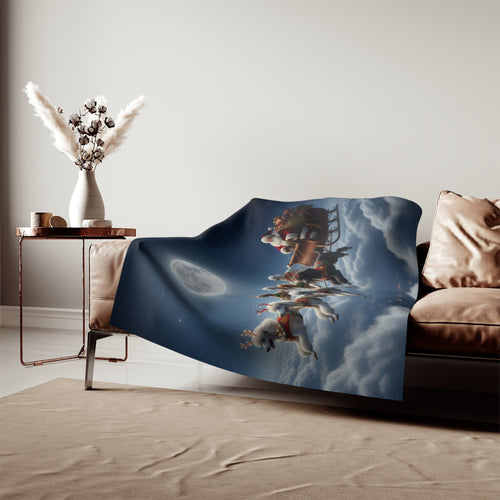 Santa's Poodle Powered Sleigh Blanket