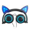 Cat ear head-mounted luminous foldable mobile phone music headset
