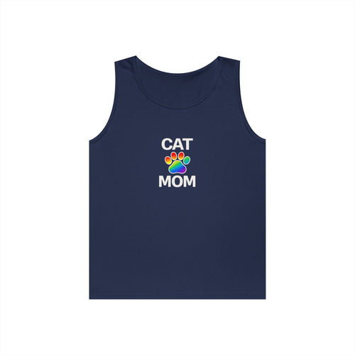 Pride Cat Mom Unisex Heavy Cotton Tank Top (8 Colors)