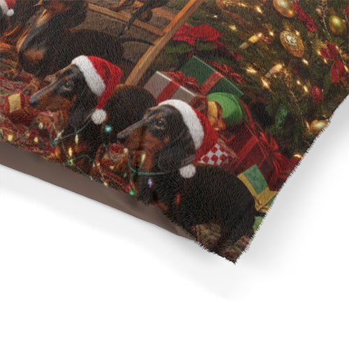 Dachshund Holiday Fireplace Pet Bed
