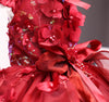 Luxury Burgundy Dog Wedding Dress Handmade Floral Bridal Gown Elegant Pet Wedding Dress Princess Ball Gown for Photoshoots & Special Occasions