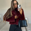 Elegant Lapel Collar Faux Short Fur Coat