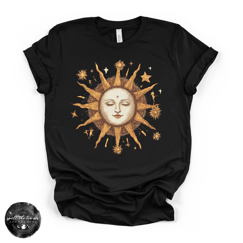 Summer Celestial Sun Tee | Boho Sun & Moon Graphic T-Shirt