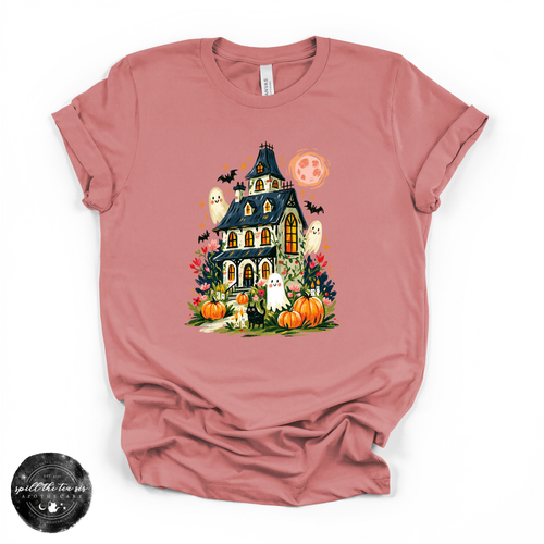 Fun Halloween Haunted House Tee | Vintage Spooky House Graphic T-Shirt