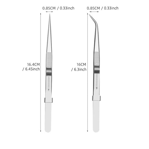 2 Pcs Set 6 Durable Stainless Steel Tweezer Set: Rust-resistant, Highly Elastic, Anti-static