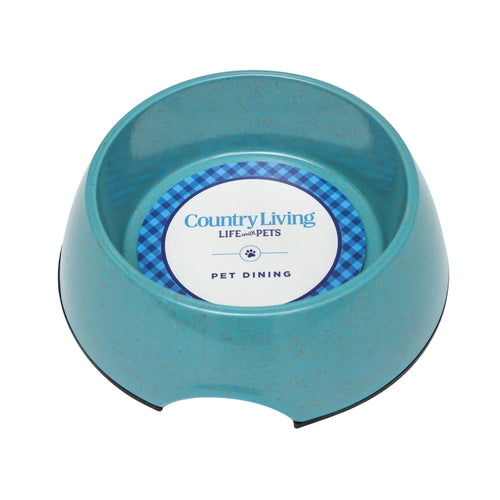 Country Living Set of 2 Natural Fiber Dog Bowls – Teal Blue