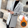 Black fashionable Winter men's long overcoat