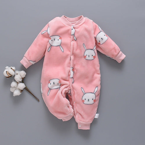 Autumn and winter flannel fleece warmth one-piece romper