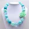Aqua Rose Big Beaded Dog Necklace