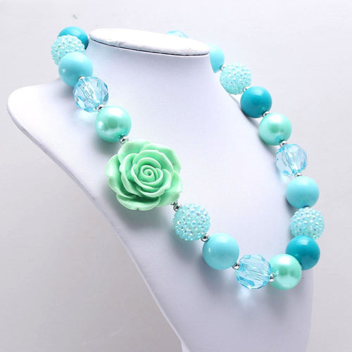 Aqua Rose Big Beaded Dog Necklace