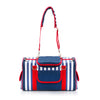 Striped Pet Carrier Bag Canvas Travel Tote with Breathable Mesh