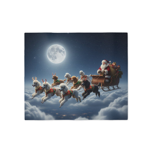 Santa's Poodle Powered Sleigh Blanket